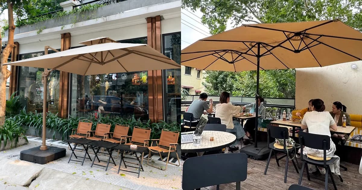 So sánh dù lệch tâm và dù chính tâm ngoài trời